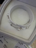 STARRY JEWELRY Solid Silver S925 Starry Sky Double layer Bracelet with Freshwater Pearl Aurora AK Round