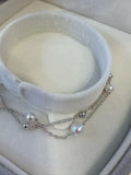 STARRY JEWELRY Solid Silver S925 Starry Sky Double layer Bracelet with Freshwater Pearl Aurora AK Round
