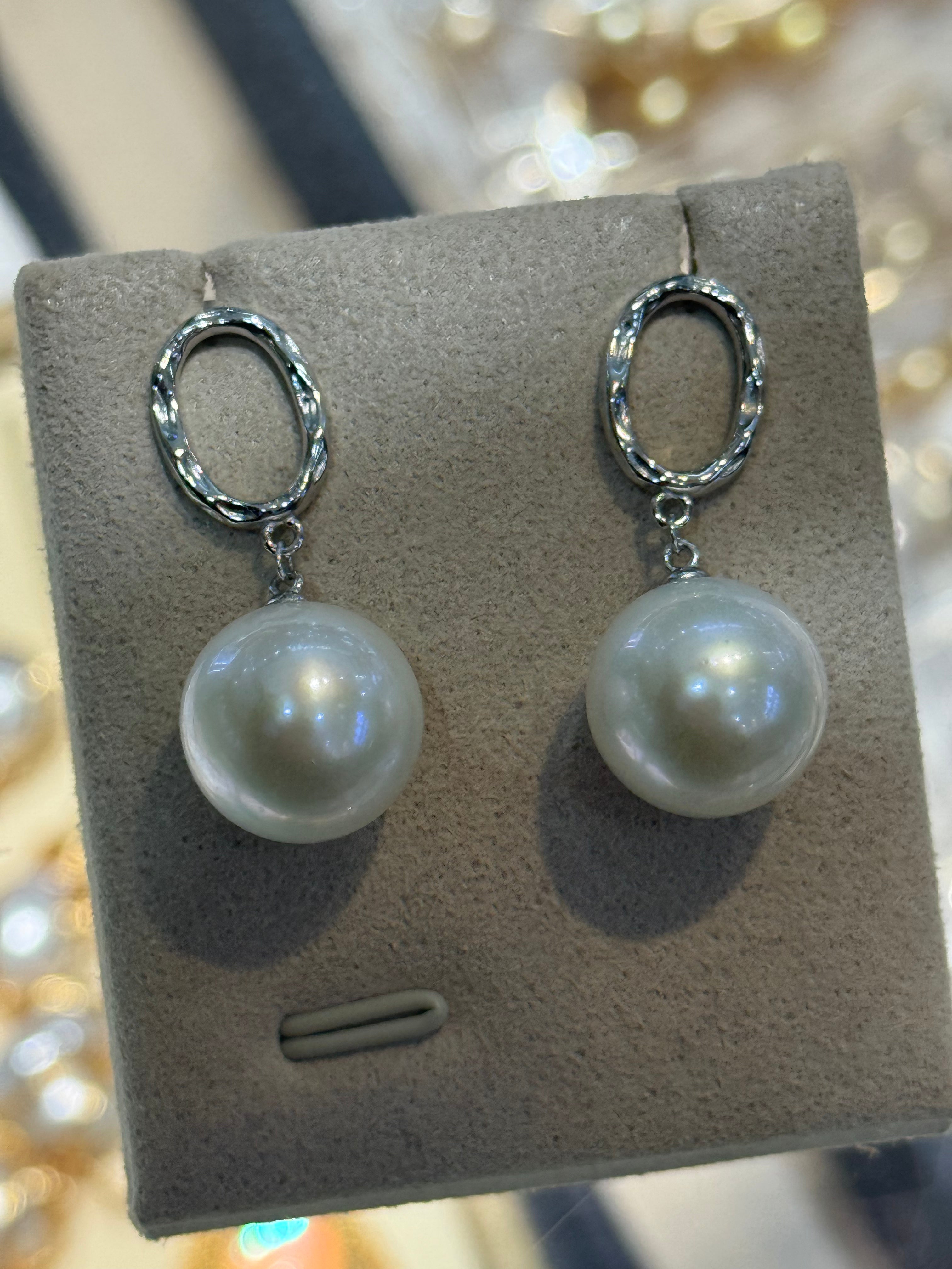 STARRY JEWELRY Natural Freshwater Pearl Earrings Earrings Earstuds 12-13mm Pure Silver S925 Edison Pearl