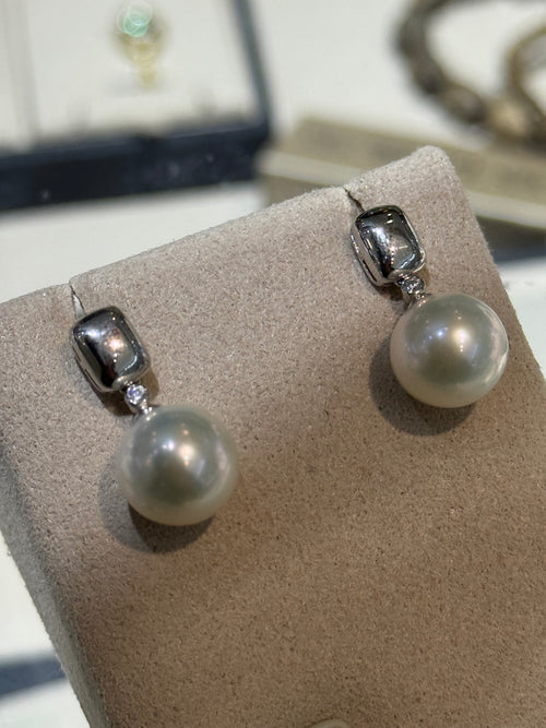 STARRY JEWELRY Natural freshwater pearl earrings, earrings, earrings, pendants, round and flawless 10-11mm pure silver S925