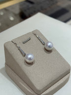 STARRY JEWELRY 10-11mm Round Natural Pearl Drop Earrings, Virtually Flawless, S925 Silver Setting, Face-Framing