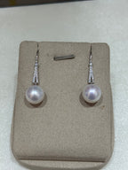 STARRY JEWELRY 10-11mm Round Natural Pearl Drop Earrings, Virtually Flawless, S925 Silver Setting, Face-Framing