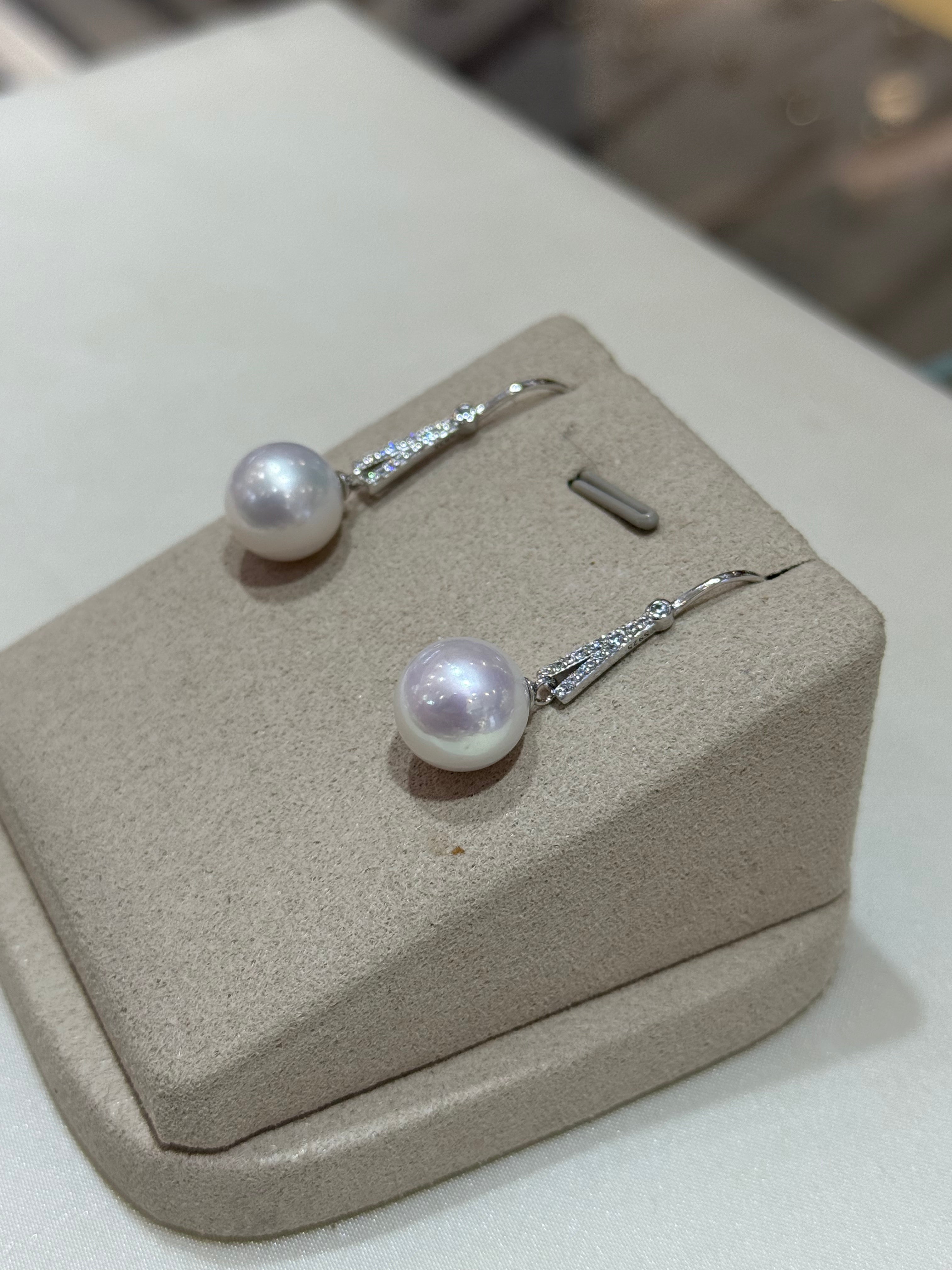 STARRY JEWELRY 10-11mm Round Natural Pearl Drop Earrings, Virtually Flawless, S925 Silver Setting, Face-Framing