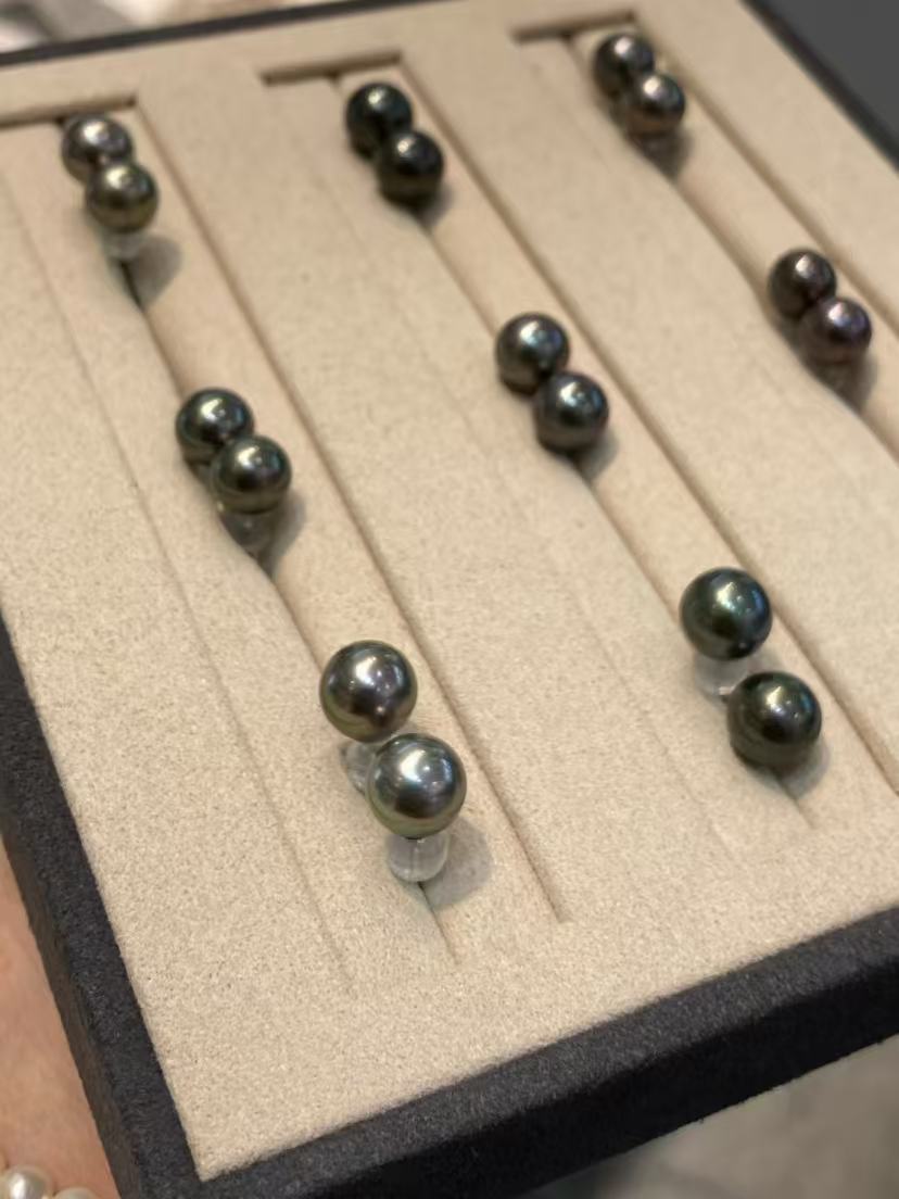 STARRY JEWELRY Natural seawater pearl Tahiti earrings 18k full body gold 8-8.5mm star style