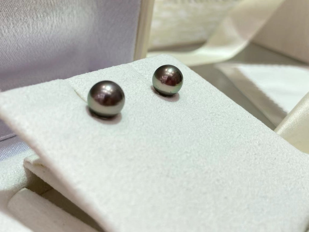 STARRY JEWELRY Natural seawater pearl Tahiti earrings 18k full body gold 8-8.5mm star style