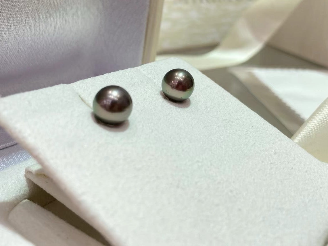 STARRY JEWELRY Natural seawater pearl Tahiti earrings 18k full body gold 8-8.5mm star style