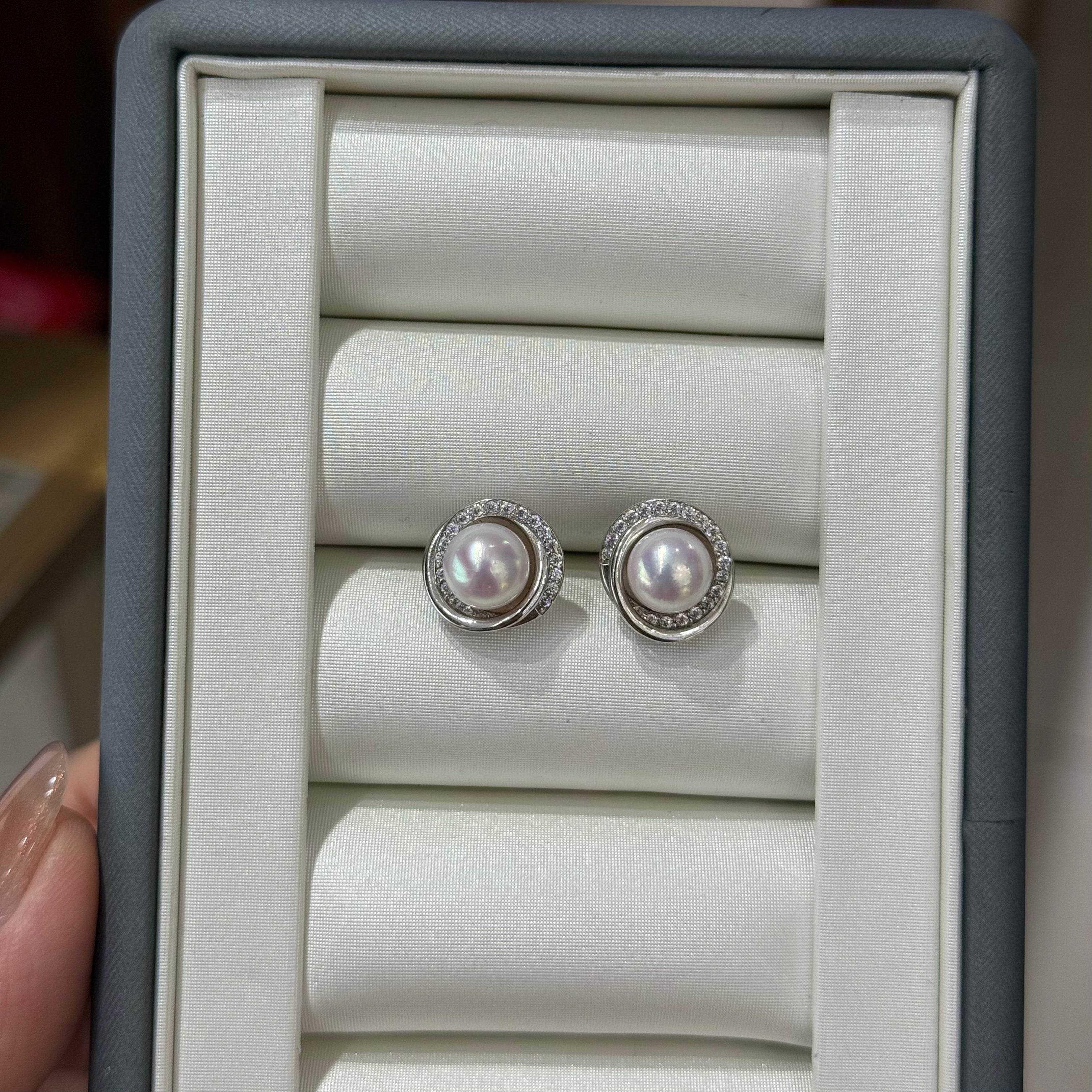 STARRY JEWELRY 【 Round Dance 】 Akoya seawater extremely strong light 7.5-8mm basic flawless sparkling diamond S925 silver
