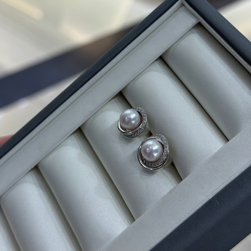 STARRY JEWELRY 【 Round Dance 】 Akoya seawater extremely strong light 7.5-8mm basic flawless sparkling diamond S925 silver