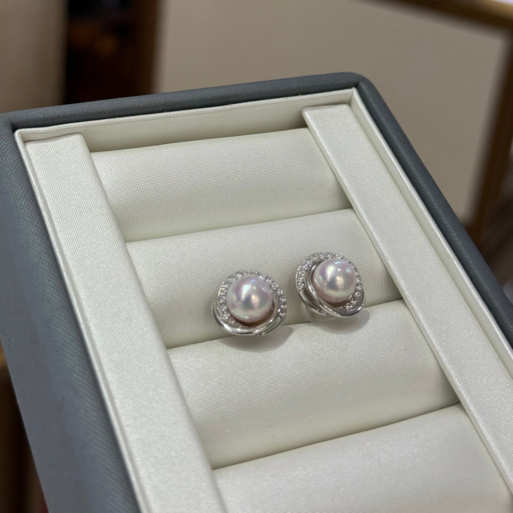 STARRY JEWELRY 【 Round Dance 】 Akoya seawater extremely strong light 7.5-8mm basic flawless sparkling diamond S925 silver