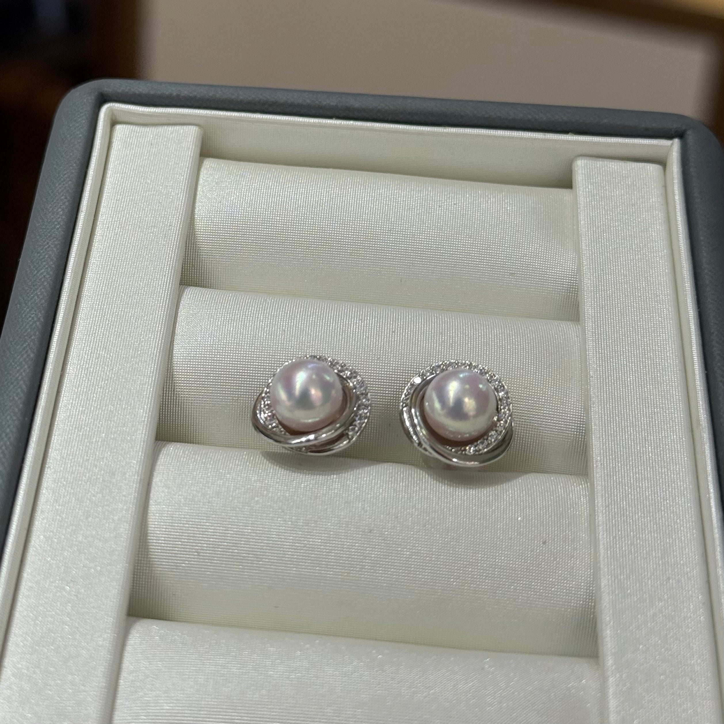 STARRY JEWELRY 【 Round Dance 】 Akoya seawater extremely strong light 7.5-8mm basic flawless sparkling diamond S925 silver