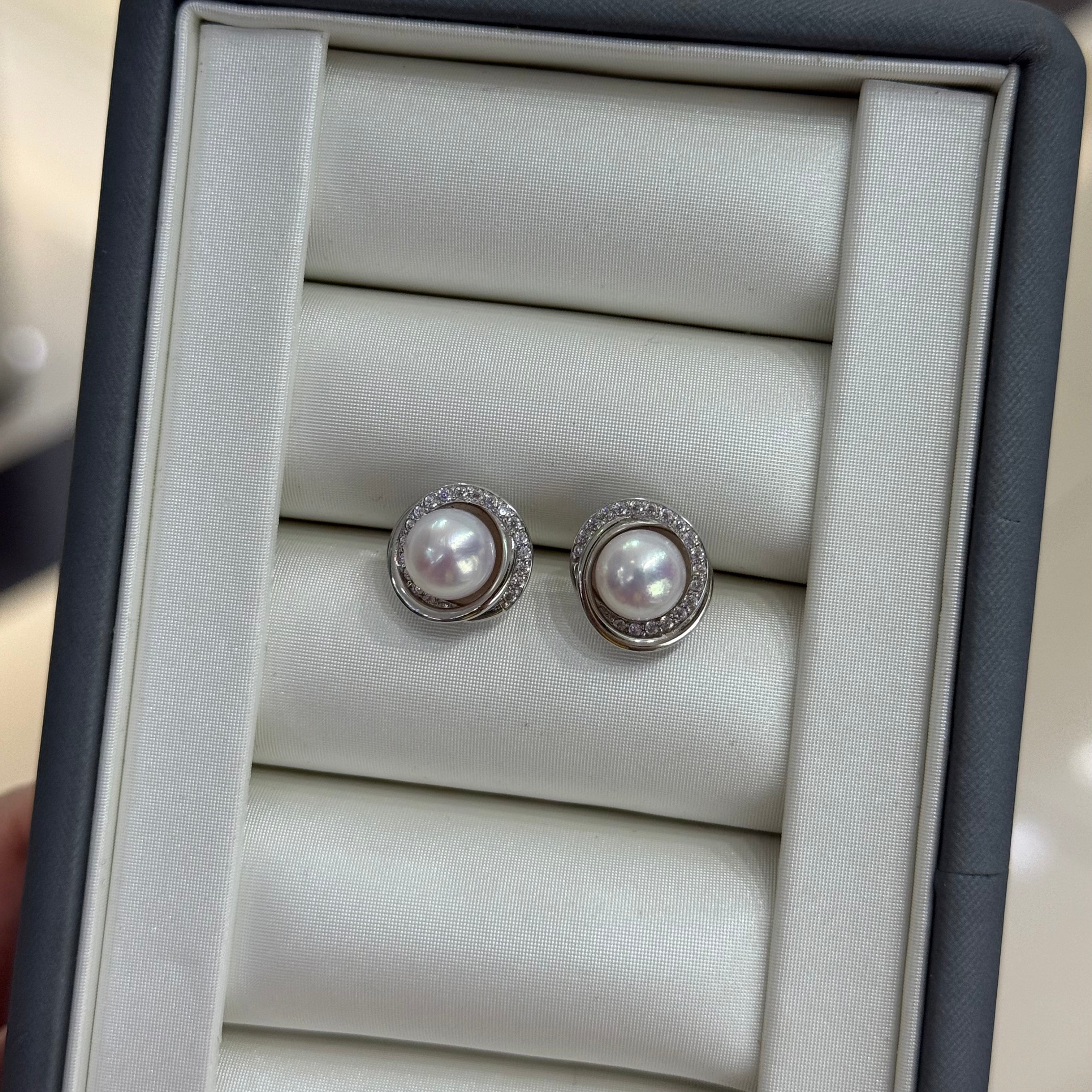 STARRY JEWELRY 【 Round Dance 】 Akoya seawater extremely strong light 7.5-8mm basic flawless sparkling diamond S925 silver