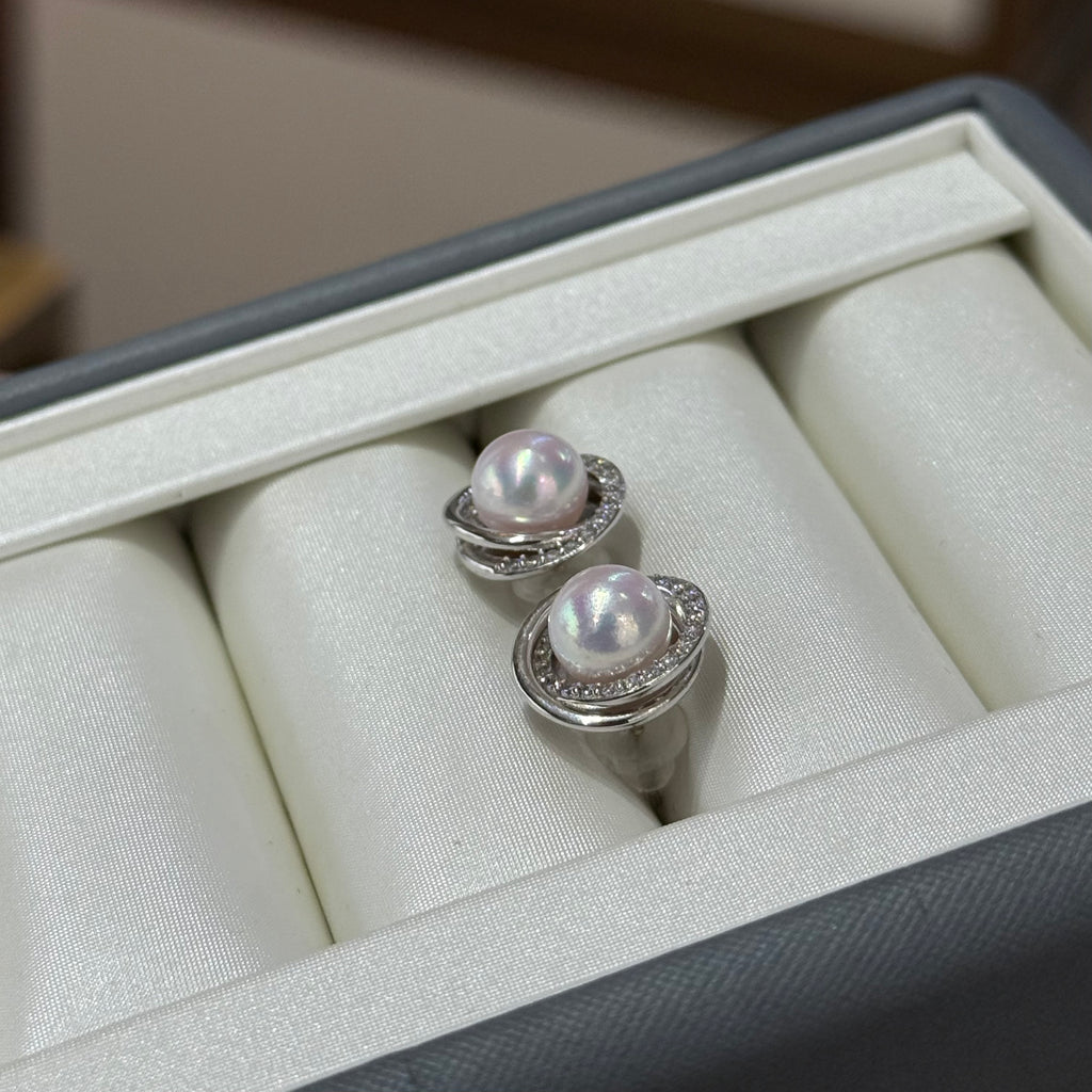 STARRY JEWELRY 【 Round Dance 】 Akoya seawater extremely strong light 7.5-8mm basic flawless sparkling diamond S925 silver