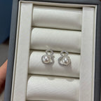 STARRY JEWELRY 【 Fu Lu Shuang Quan 】 Sea water natural pearl Akoya gourd sparkling diamond earrings 6.5-7mm basically flawless