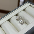 STARRY JEWELRY 【 Fu Lu Shuang Quan 】 Sea water natural pearl Akoya gourd sparkling diamond earrings 6.5-7mm basically flawless