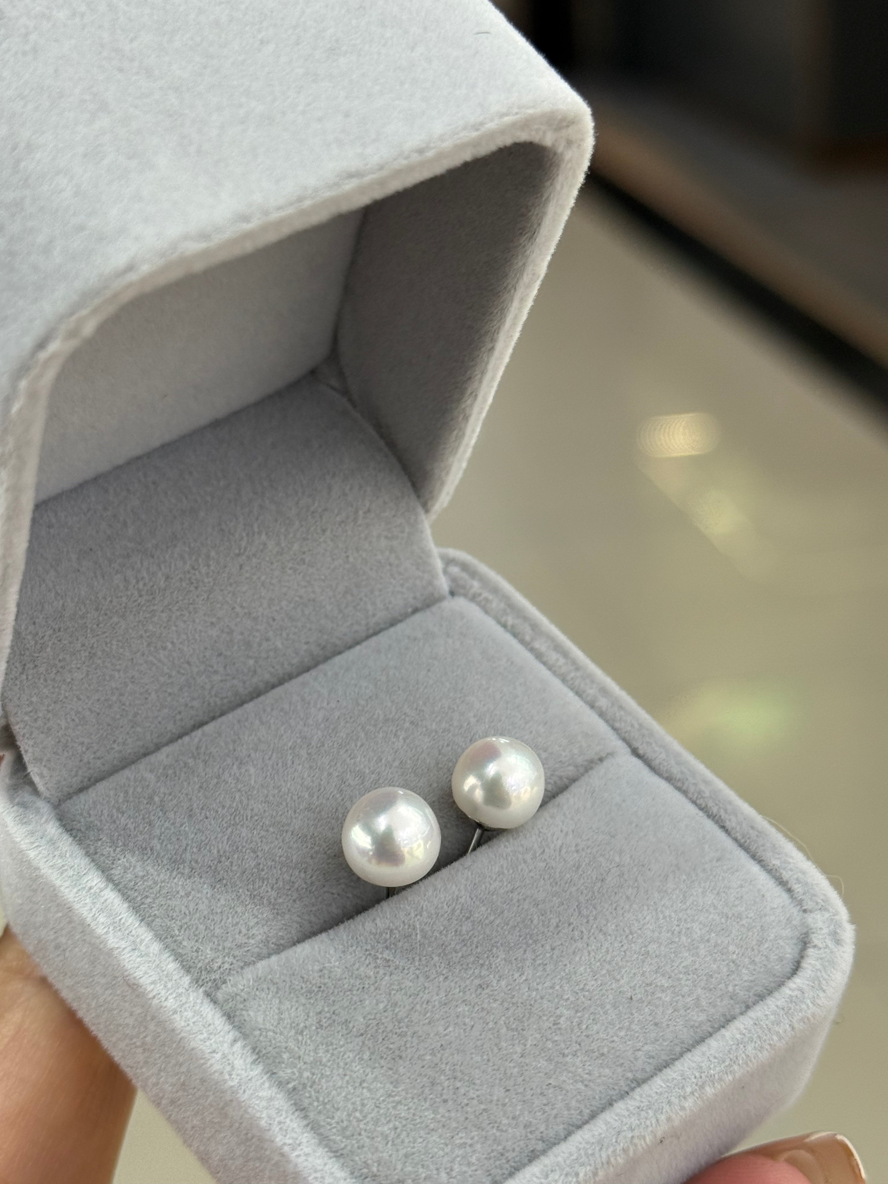 STARRY JEWELRY Natural fresh water pearl Mantou pearl pure white fungus needle upper body round extremely bright 7-8mm high cost performance daily