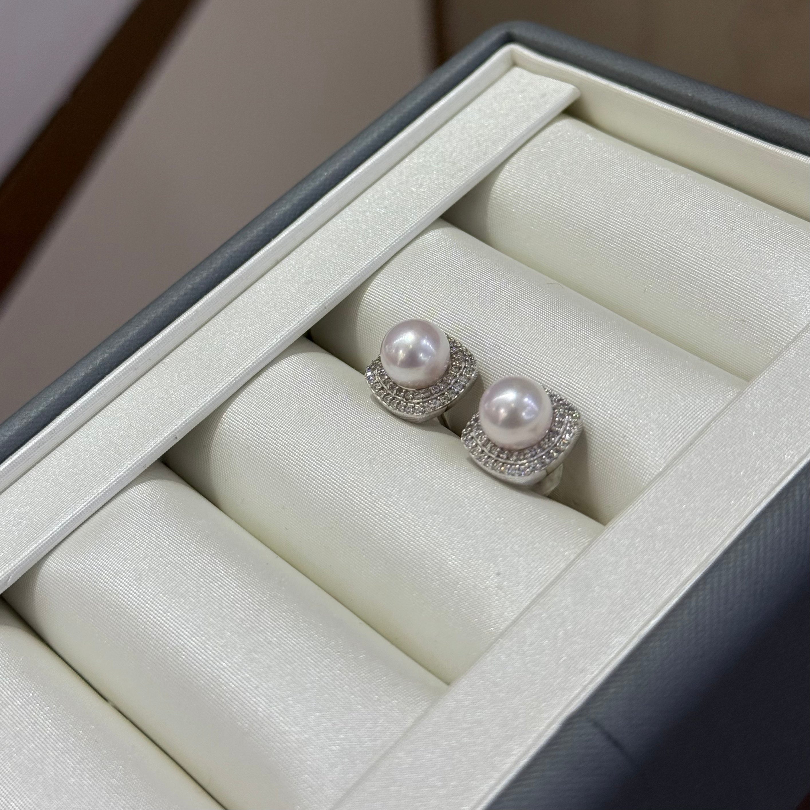 STARRY JEWELRY 【 Fangyu 】 Natural seawater pearl Akoya earrings exquisite temperament and style