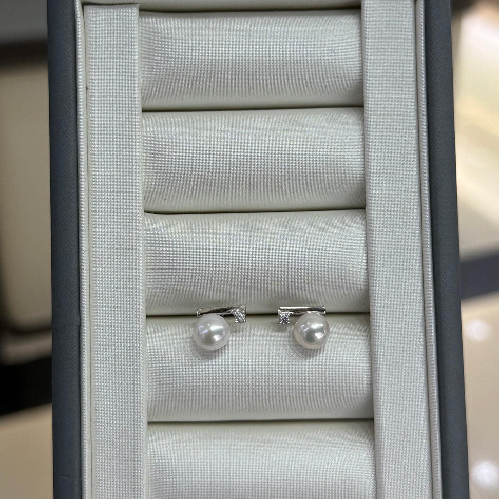 STARRY JEWELRY Single [Balance Beam] Earnail, One Word Earnail, Sea Water Akoya Minimalist Design, Fashionable Style