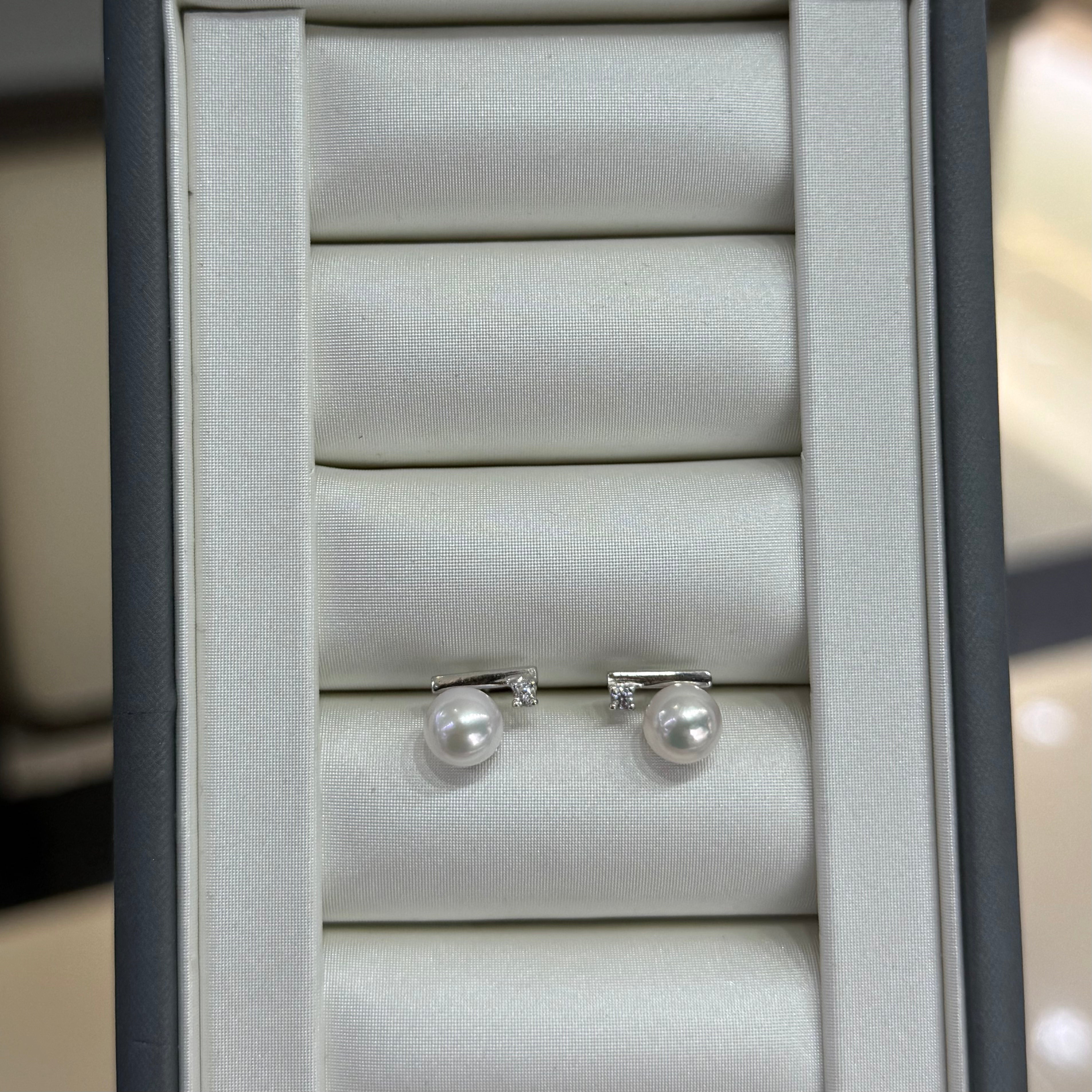STARRY JEWELRY Single [Balance Beam] Earnail, One Word Earnail, Sea Water Akoya Minimalist Design, Fashionable Style