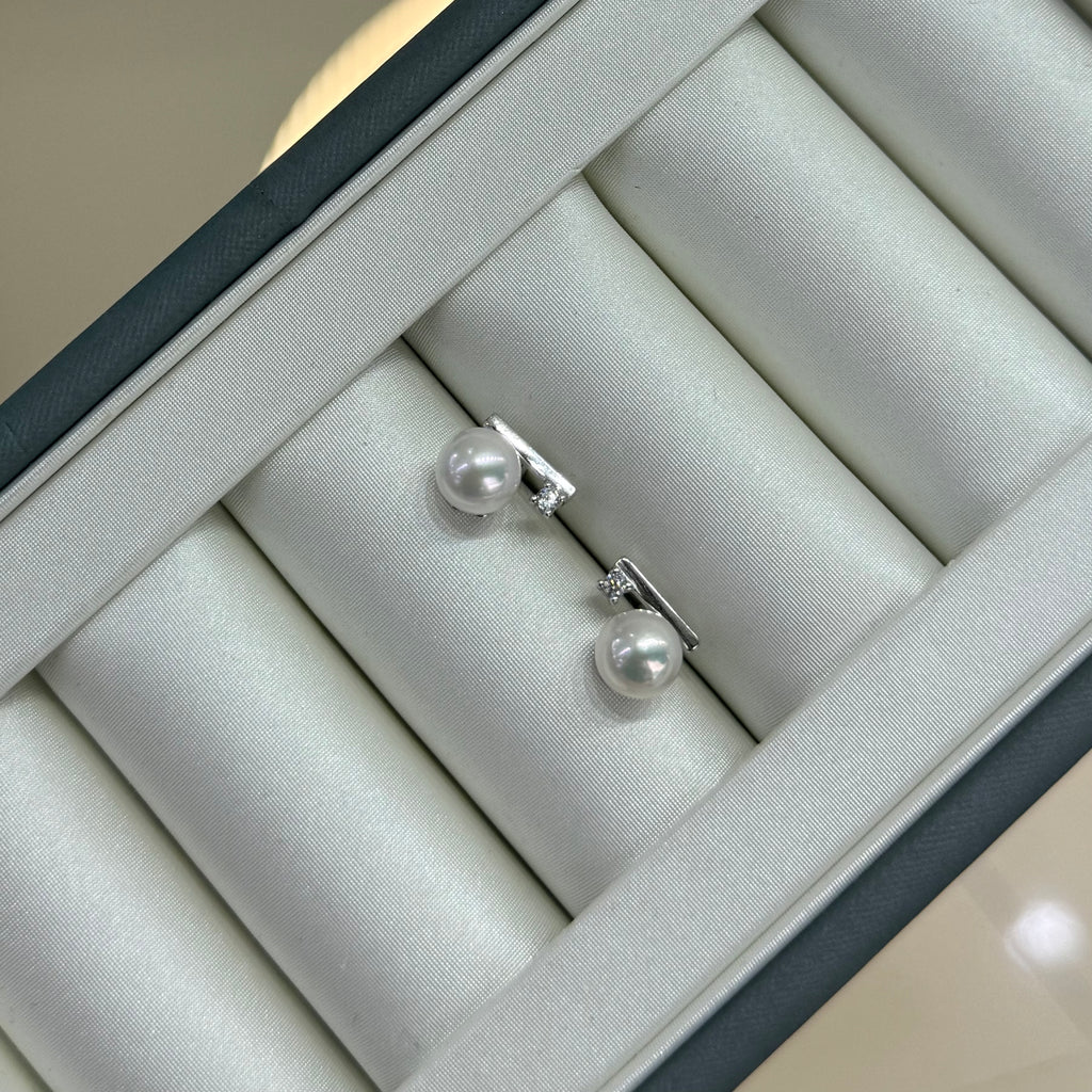 STARRY JEWELRY Single [Balance Beam] Earnail, One Word Earnail, Sea Water Akoya Minimalist Design, Fashionable Style
