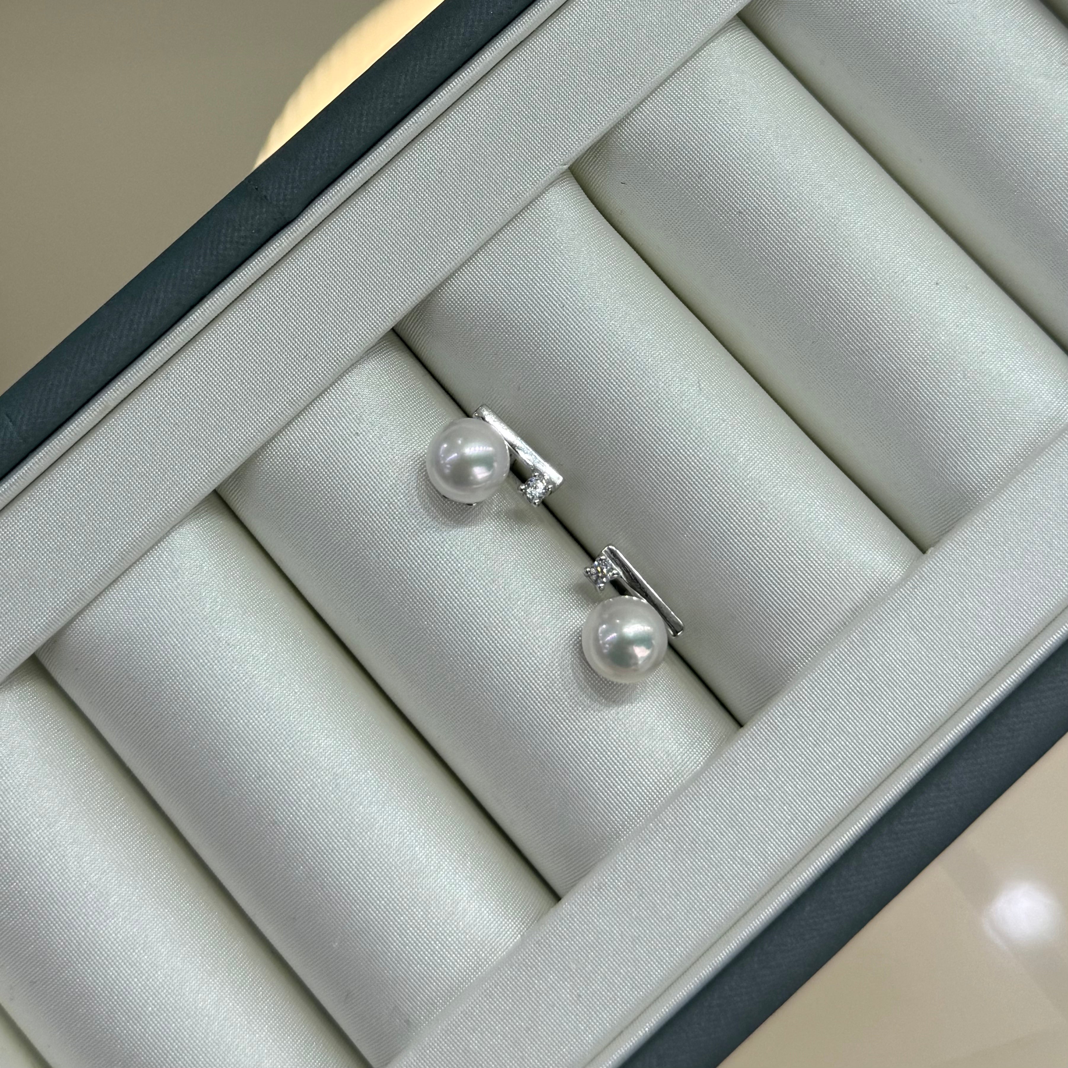 STARRY JEWELRY Single [Balance Beam] Earnail, One Word Earnail, Sea Water Akoya Minimalist Design, Fashionable Style