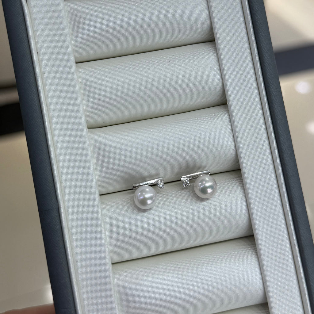 STARRY JEWELRY Single [Balance Beam] Earnail, One Word Earnail, Sea Water Akoya Minimalist Design, Fashionable Style