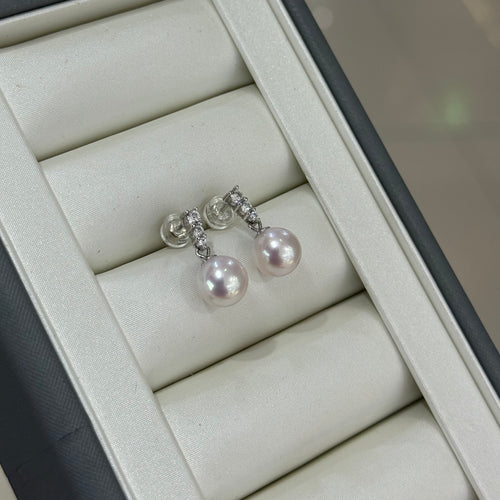 STARRY JEWELRY Akoya seawater pearl earrings 8-8.5mm, extremely strong light, almost flawless temperament, elegant and high-end feeling