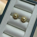 STARRY JEWELRY Sunrise Impressions: Sea Water Nanyang Golden Beads 12-13mm High Grade Pearl Earrings with Elegant Support