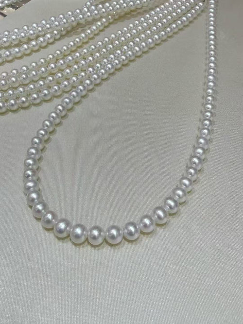 STARRY JEWELRY Fresh Natural Freshwater 5-6mm Pearl Millet Chain, Versatile Sterling Silver S925 Clasp