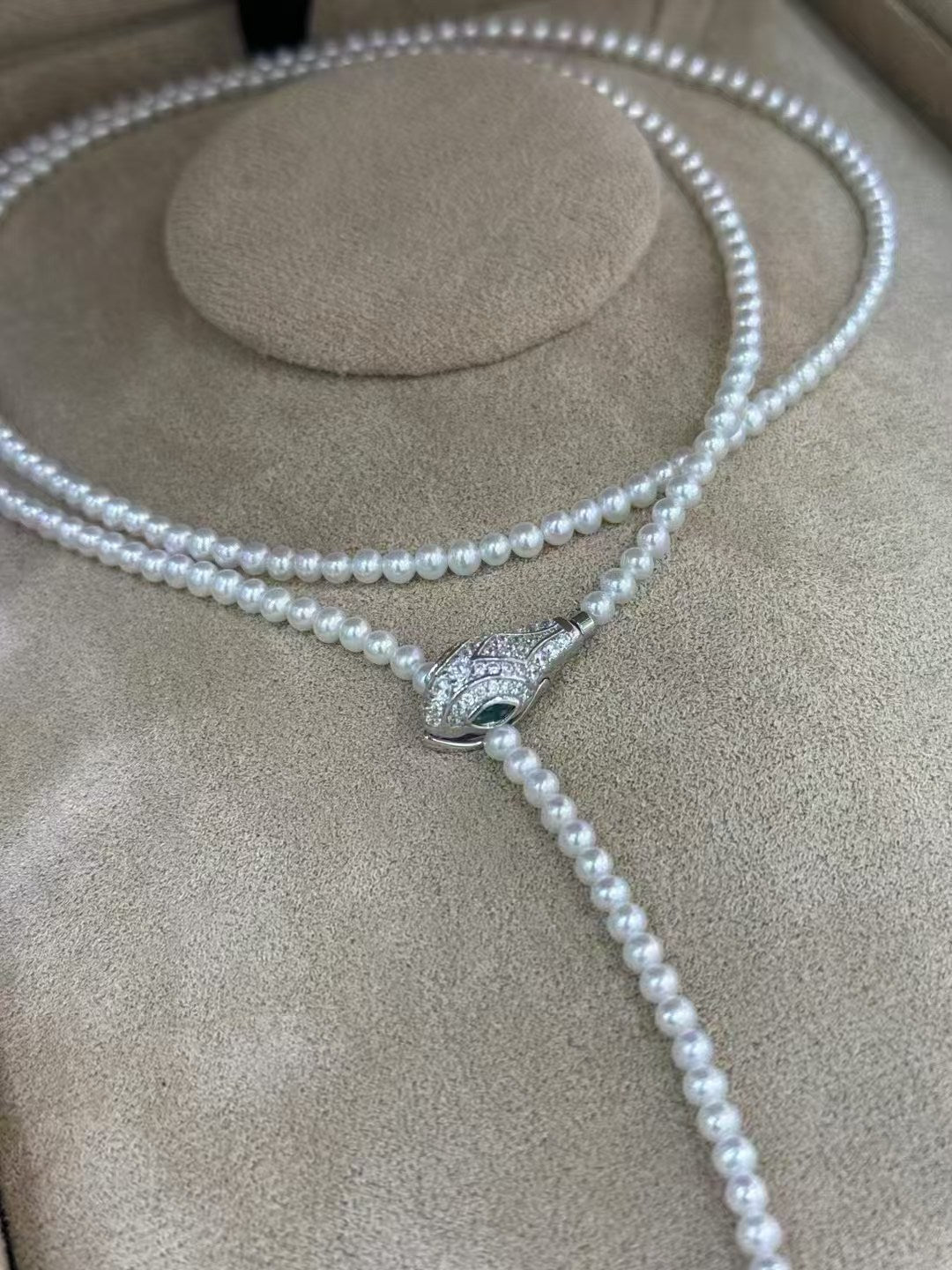 STARRY JEWELRY [Spirited Snake Holding a Pearl] Natural Pearl S925 Exquisite Craftsmanship Snake Xiaomi Long Chain Fashion Match