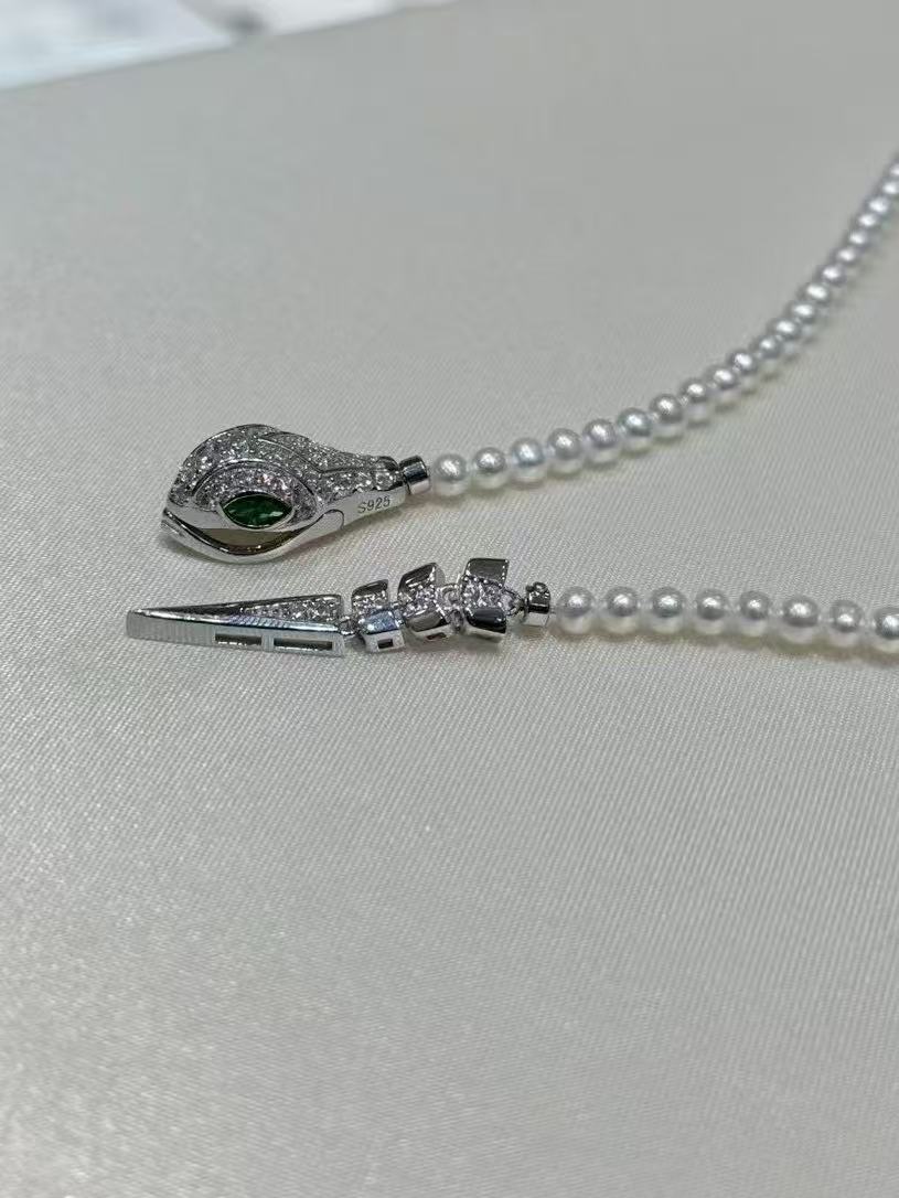 STARRY JEWELRY [Spirited Snake Holding a Pearl] Natural Pearl S925 Exquisite Craftsmanship Snake Xiaomi Long Chain Fashion Match