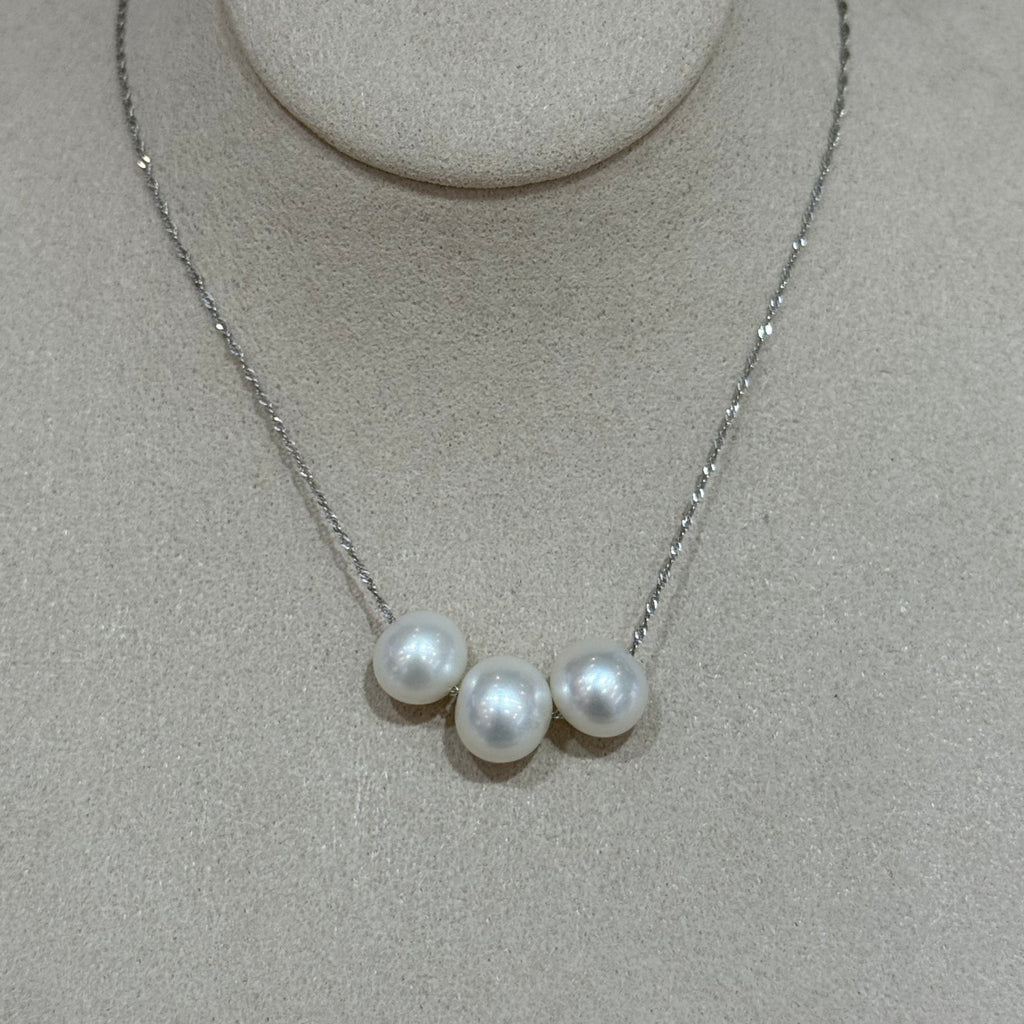STARRY JEWELRY Natural Freshwater Pearl Smile Necklace 10-11mm Collarbone Necklace Elegant Pearls 14k Gold
