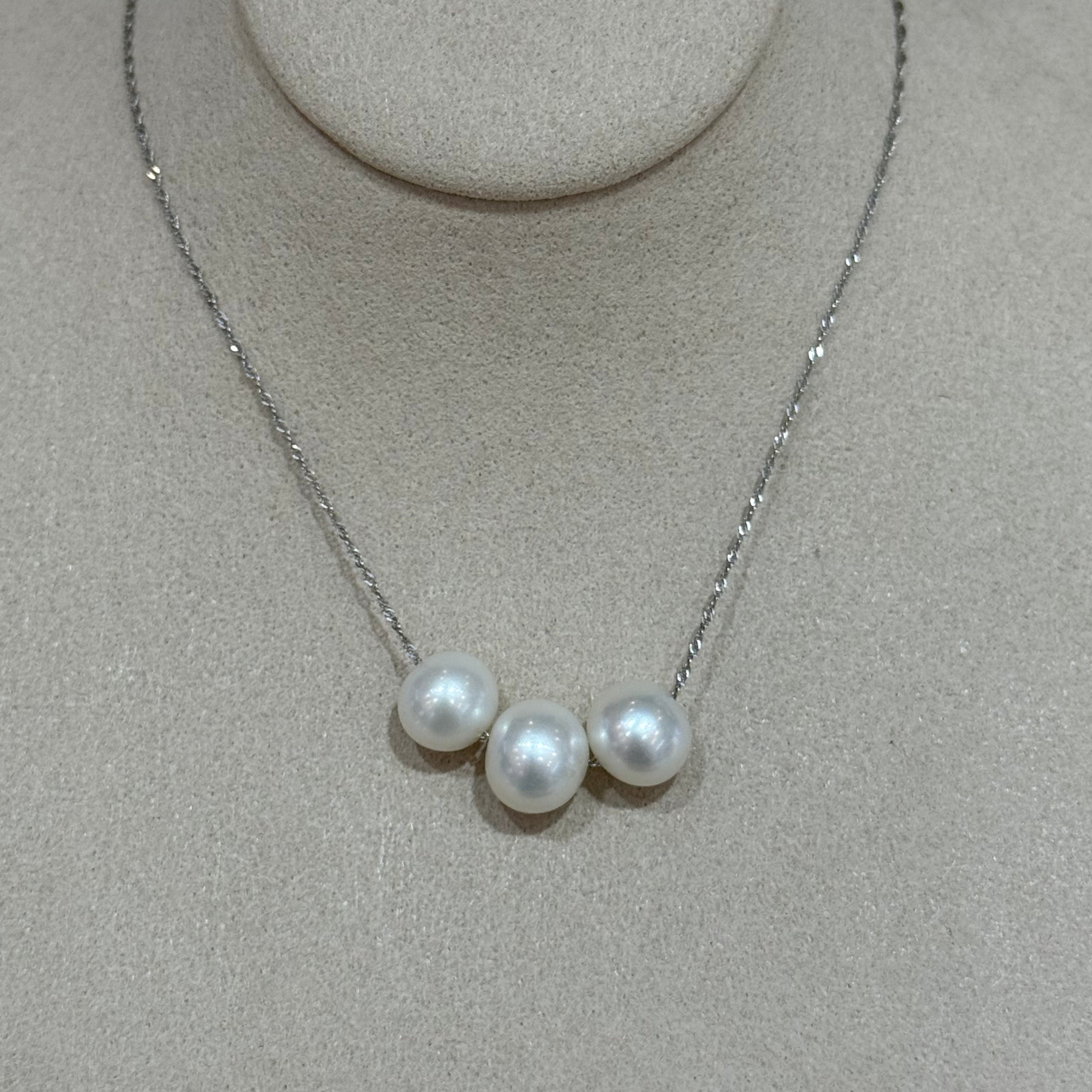 STARRY JEWELRY Natural Freshwater Pearl Smile Necklace 10-11mm Collarbone Necklace Elegant Pearls 14k Gold