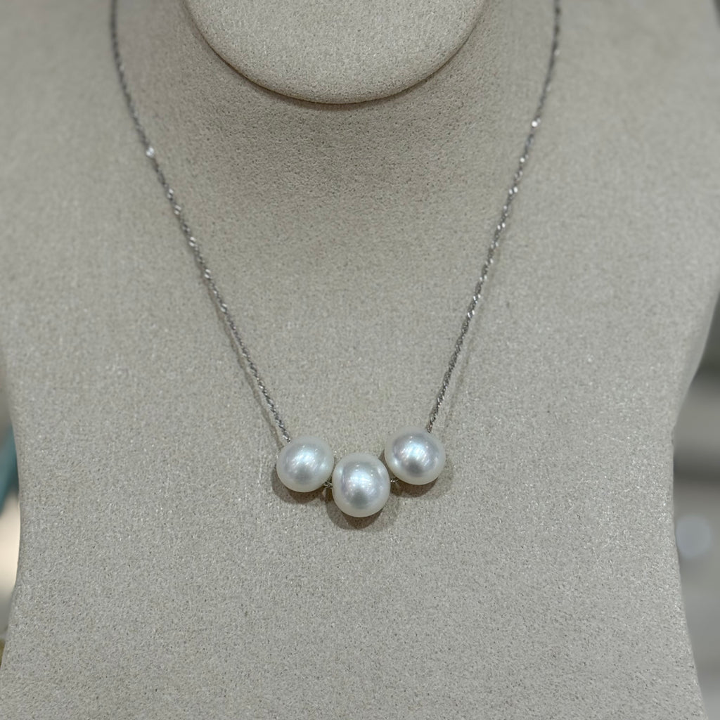 STARRY JEWELRY Natural Freshwater Pearl Smile Necklace 10-11mm Collarbone Necklace Elegant Pearls 14k Gold