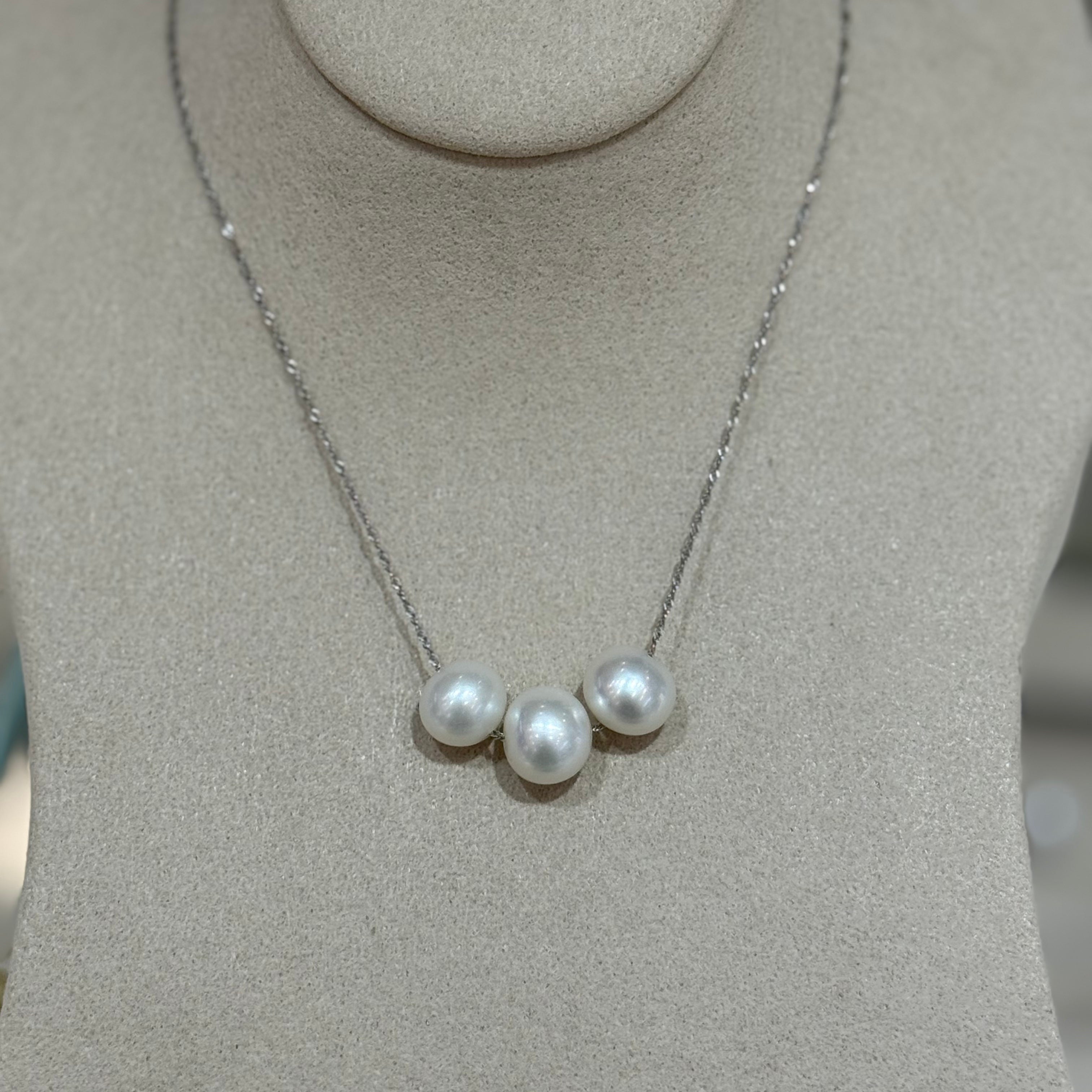 STARRY JEWELRY Natural Freshwater Pearl Smile Necklace 10-11mm Collarbone Necklace Elegant Pearls 14k Gold