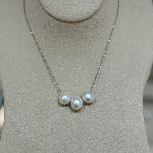STARRY JEWELRY Natural Freshwater Pearl Smile Necklace 10-11mm Collarbone Necklace Elegant Pearls 14k Gold