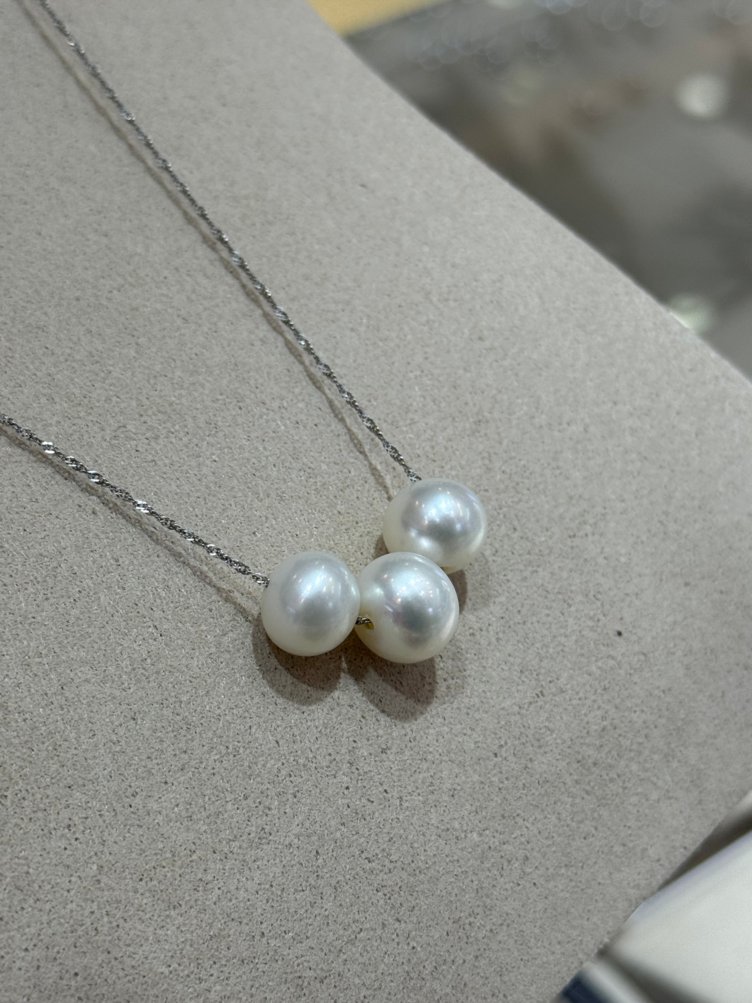 STARRY JEWELRY Natural Freshwater Pearl Smile Necklace 10-11mm Collarbone Necklace Elegant Pearls 14k Gold
