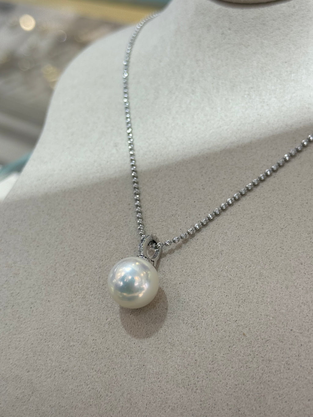 STARRY JEWELRY [Naifu] AU White Flat-Natural Pearl Pendant, Perfectly Round, Basically Flawless, 12-13mm