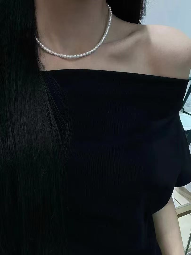 STARRY JEWELRY [Bai Yao] Natural 3.5-4mm Pearl Small Rice Bead Chain Classic Versatile Pure Silver Extension Chain