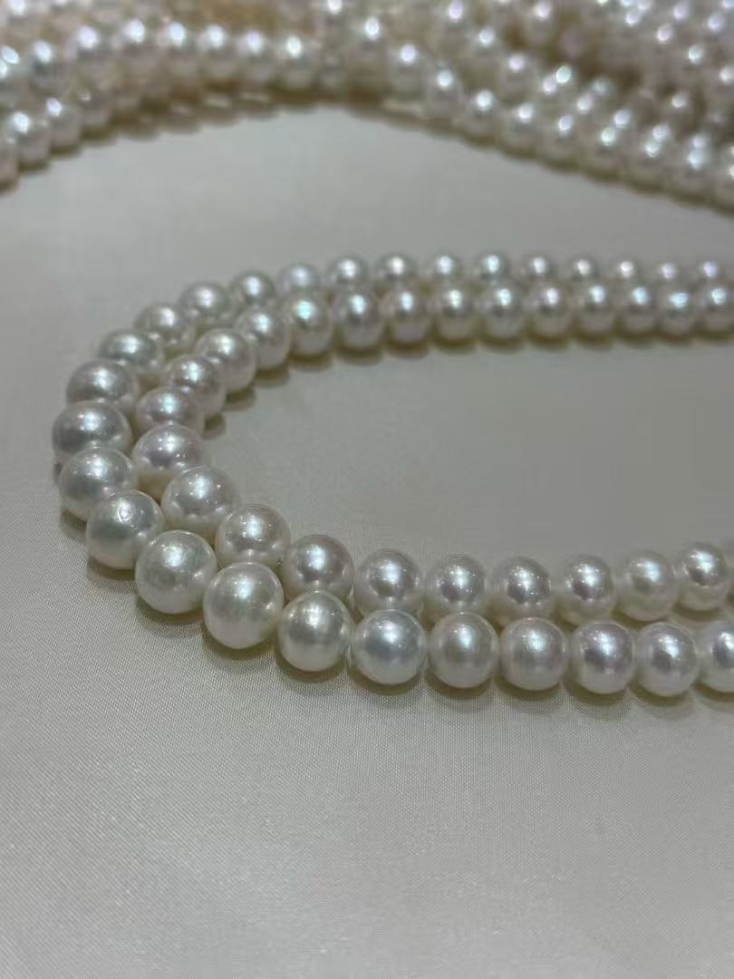 STARRY JEWELRY Natural freshwater pearls 9-11mm, pearl necklace with smooth and clean surface, paired with a sterling silver clasp, nearly round with strong luster