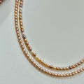 STARRY JEWELRY Natural freshwater pearls 3-4mm orange and purple small rice bead necklace, perfectly round, aurora effect, unique collarbone necklace