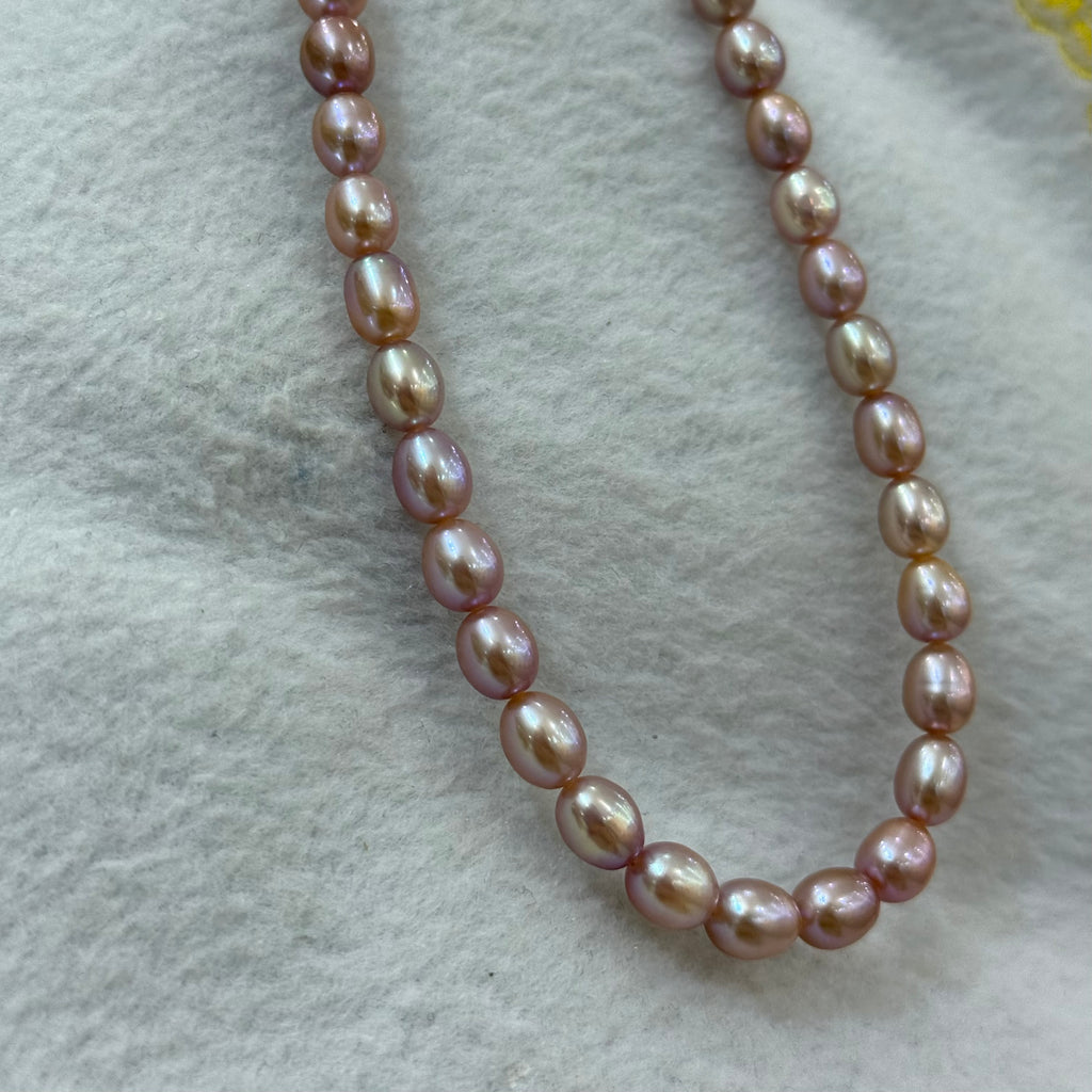 STARRY JEWELRY Natural freshwater pearl necklace, tiny millet-shaped pearls, rare orange-purple color, elegant and clean, delicate.