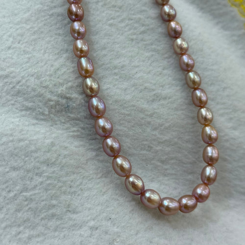 STARRY JEWELRY Natural freshwater pearl necklace, tiny millet-shaped pearls, rare orange-purple color, elegant and clean, delicate.