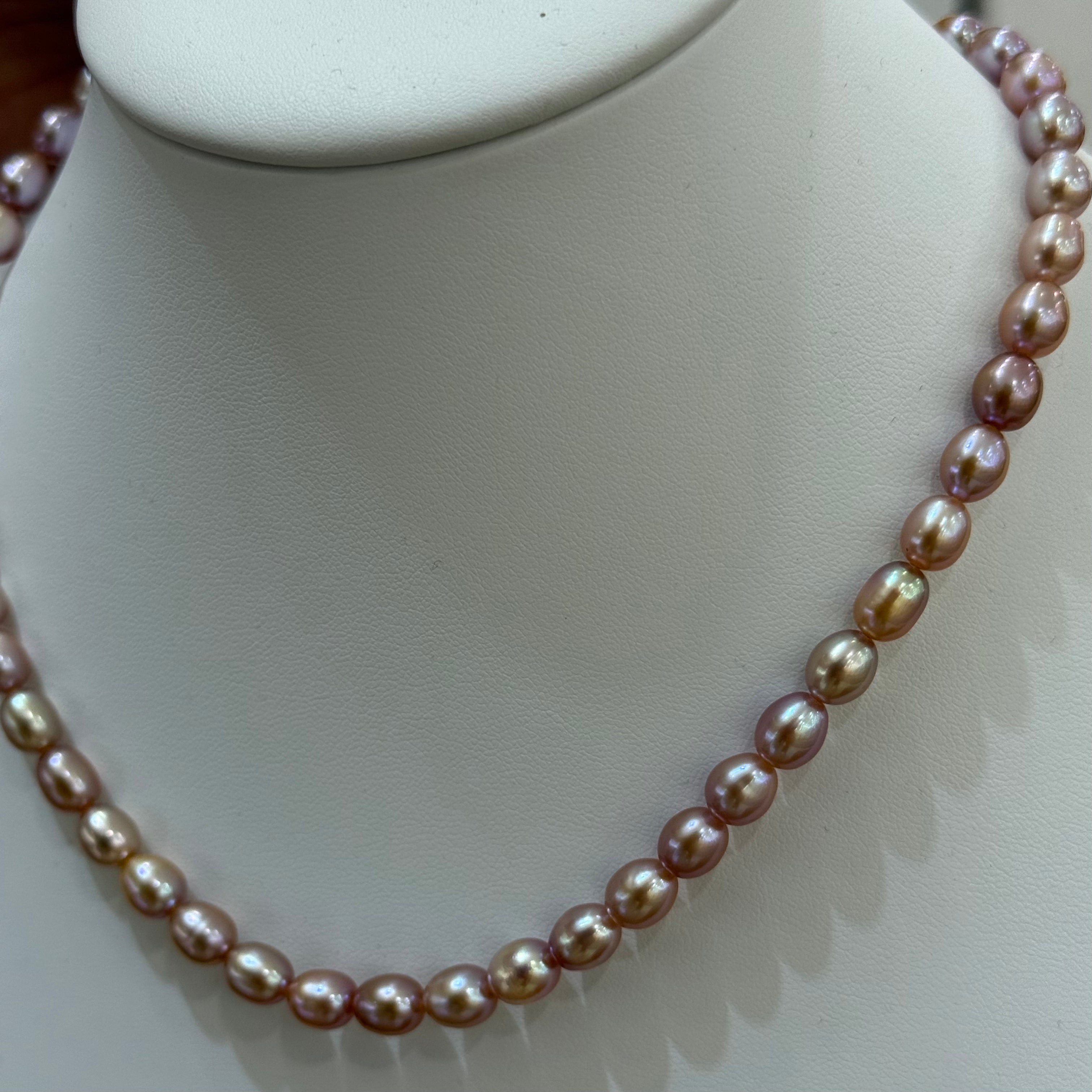 STARRY JEWELRY Natural freshwater pearl necklace, tiny millet-shaped pearls, rare orange-purple color, elegant and clean, delicate.