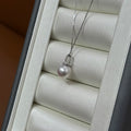 STARRY JEWELRY Natural Sea Water Akoya Pearl Pendant Necklace, Elegant Collarbone Chain with 18k Gold Clasp, Very Slight Flaws, 8.5-9mm