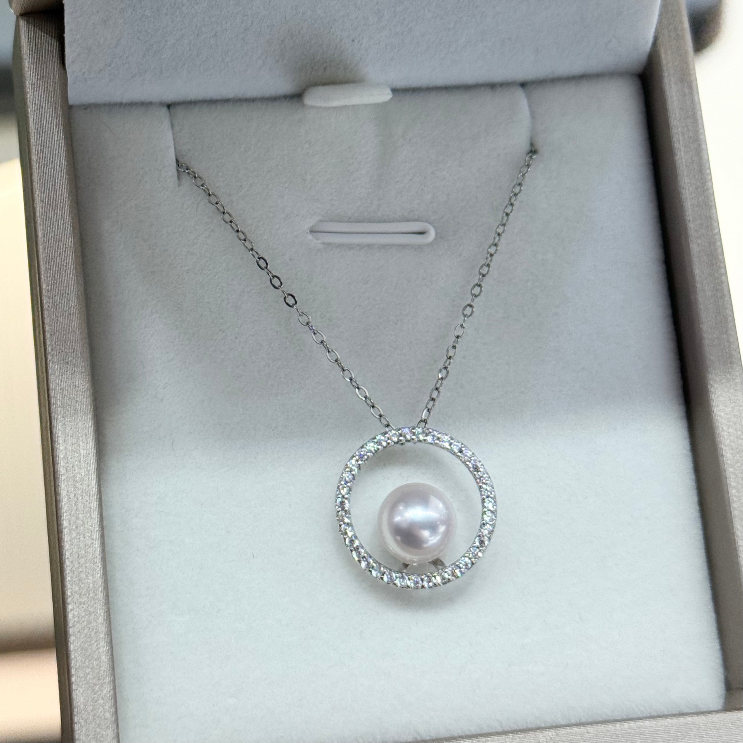 STARRY JEWELRY 【Stellar Hue】Akoya Pearl Necklace - French Choker Chain with 8-8.5mm Delicate Luxury Design