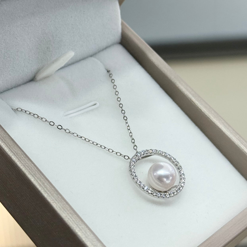 STARRY JEWELRY 【Stellar Hue】Akoya Pearl Necklace - French Choker Chain with 8-8.5mm Delicate Luxury Design