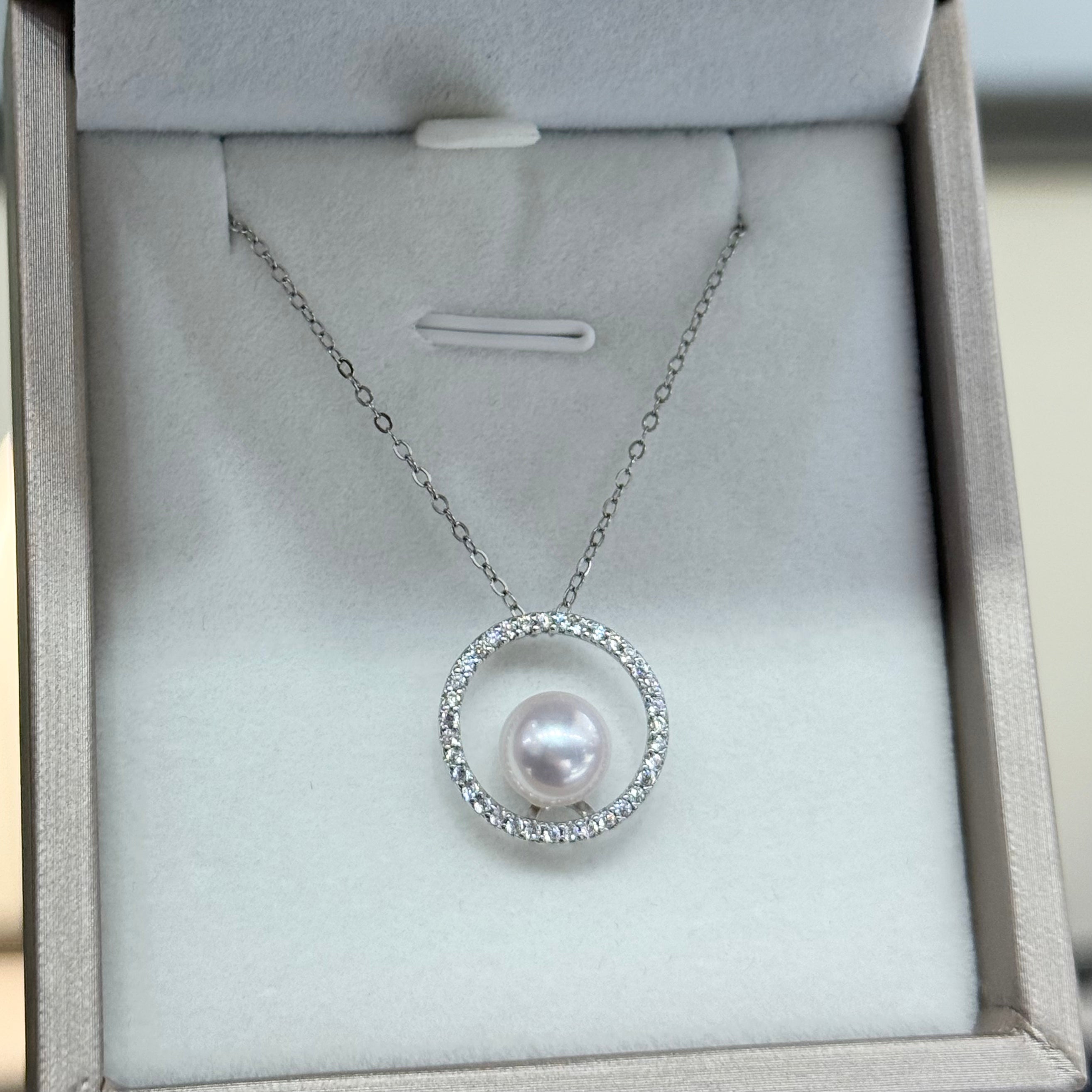 STARRY JEWELRY 【Stellar Hue】Akoya Pearl Necklace - French Choker Chain with 8-8.5mm Delicate Luxury Design