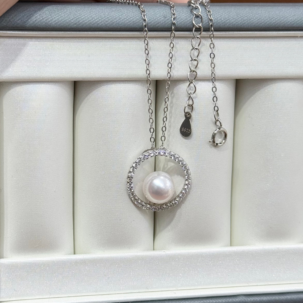 STARRY JEWELRY 【Stellar Hue】Akoya Pearl Necklace - French Choker Chain with 8-8.5mm Delicate Luxury Design