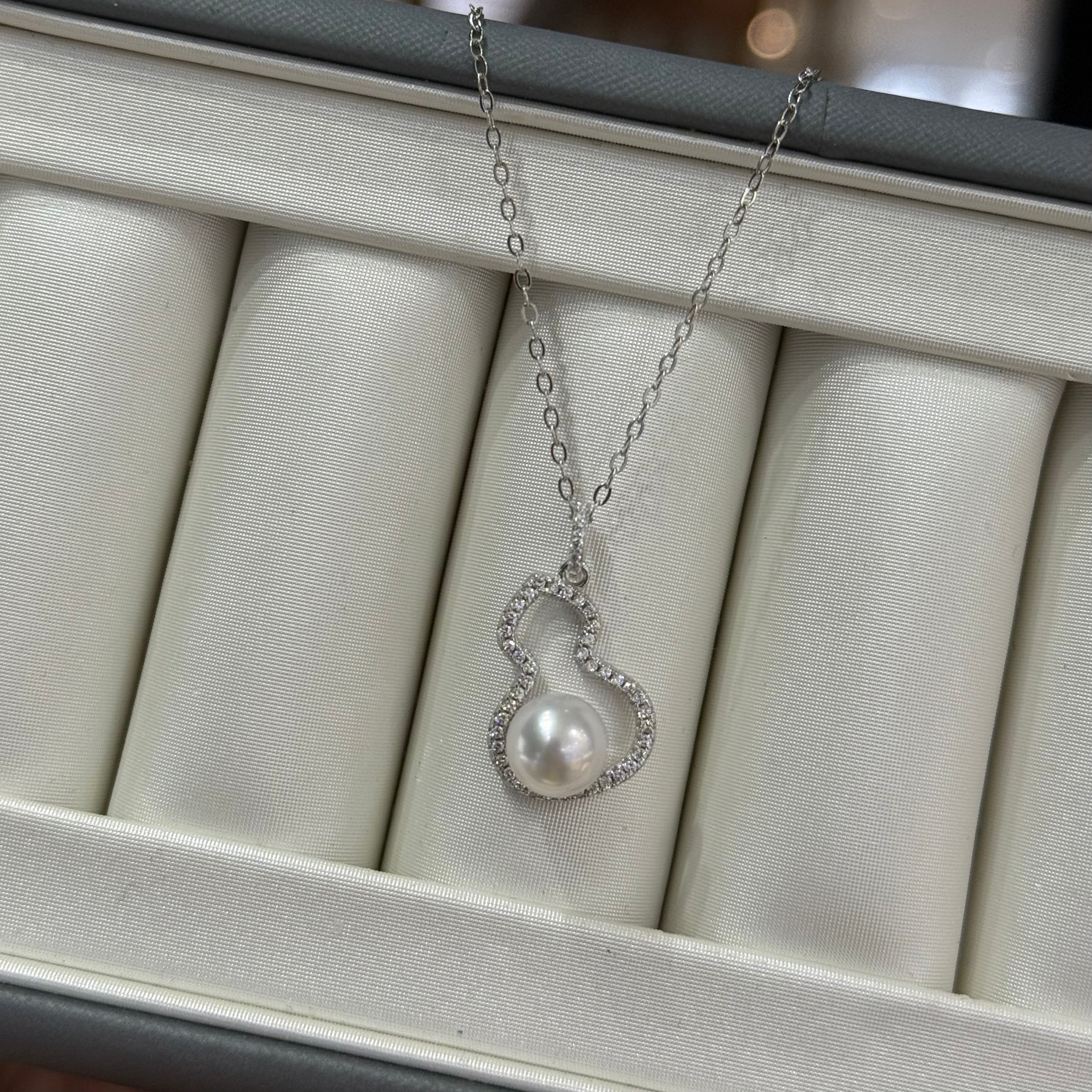 STARRY JEWELRY Starry natural seawater pearl akoya gourd pendant necklace collarbone chain 7-8mm