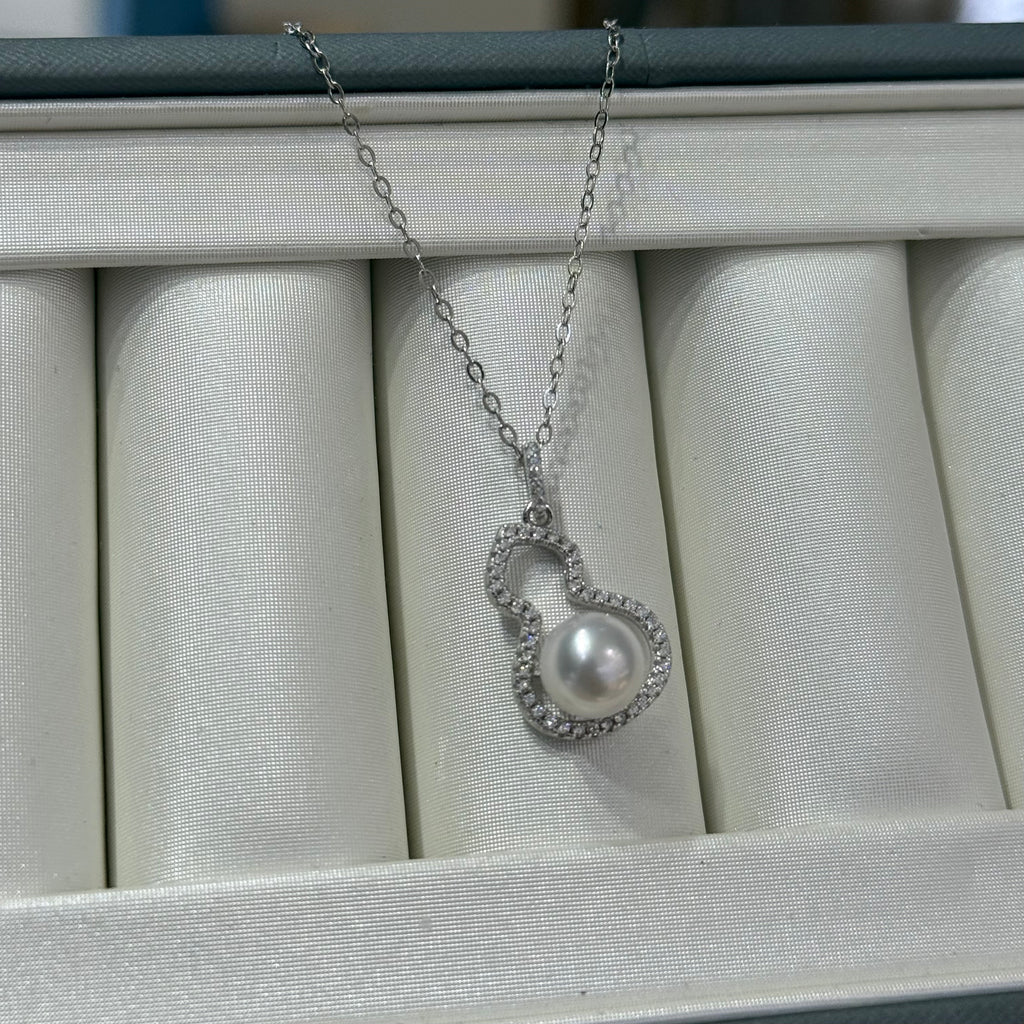 STARRY JEWELRY Starry natural seawater pearl akoya gourd pendant necklace collarbone chain 7-8mm
